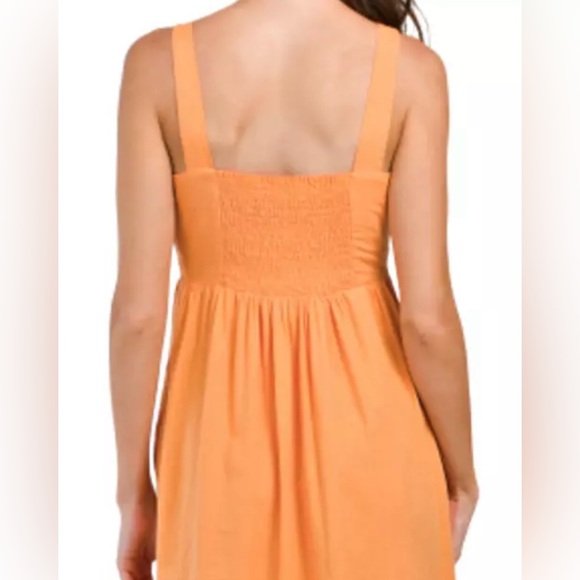 TAHARI Linen Blend Wide Stripes Pockets Pleated Bodice Maxi Dress in Orange Sz 2 - Picture 2 of 15